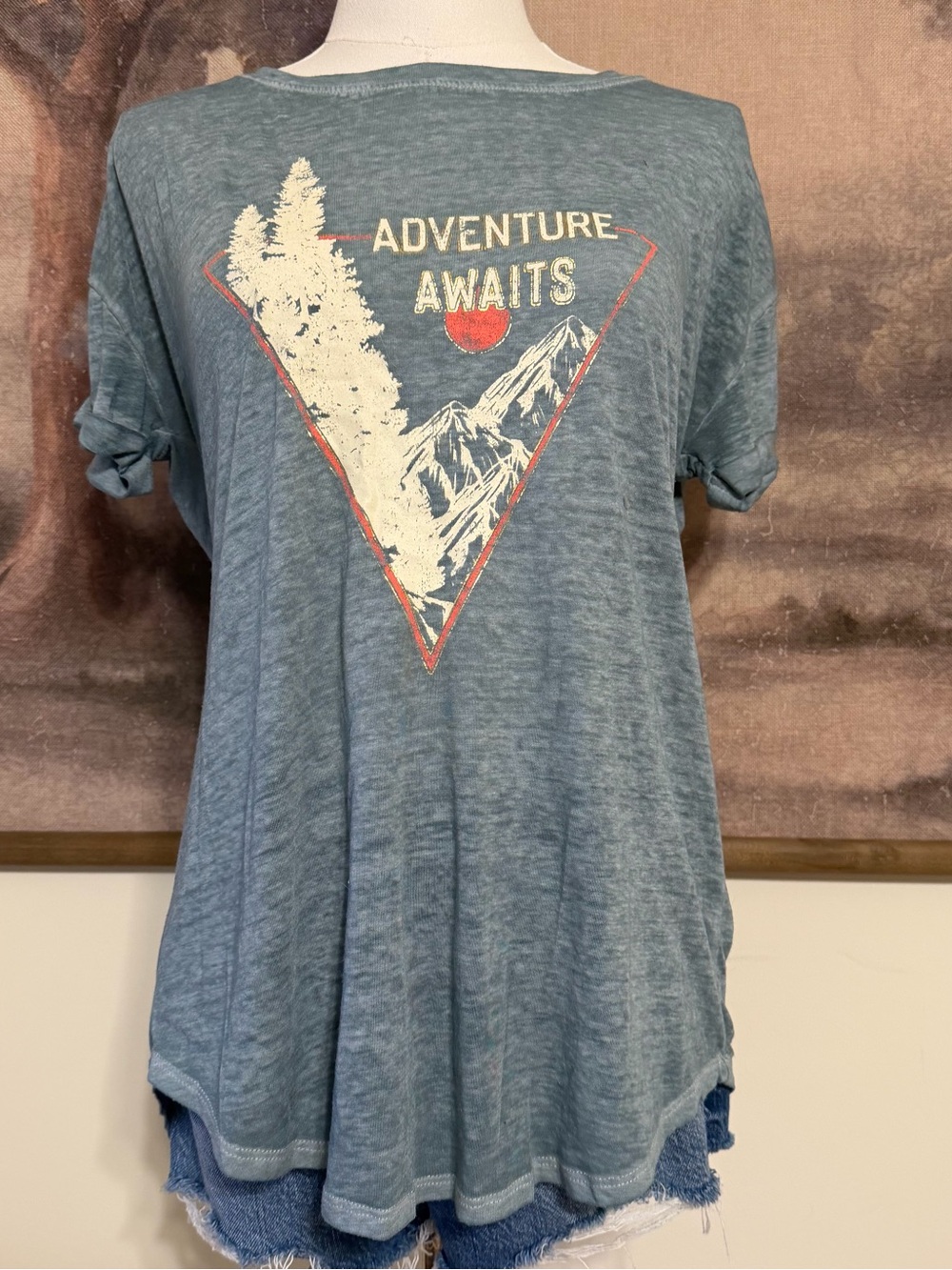 Maurices Blue Graphic 'Adventure Awaits' Short Sleeve Tee